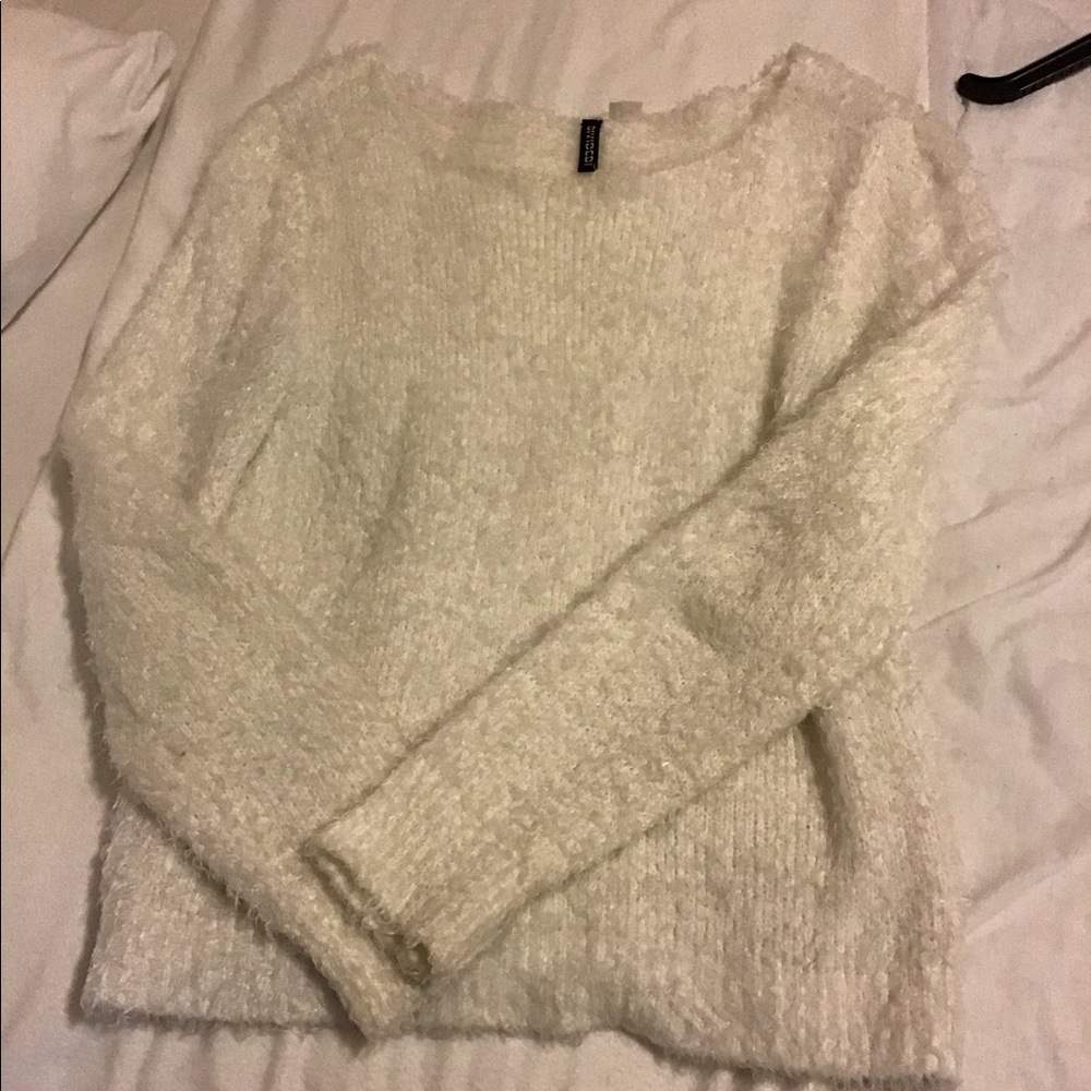 White furry sweater